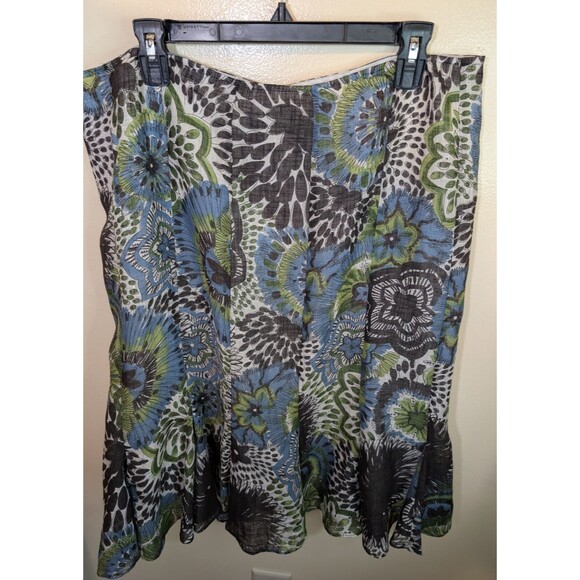 Lafayette 148 Flounce Skirt Linen Blend Multicolor Floral Pleated Size 16 - Picture 2 of 9